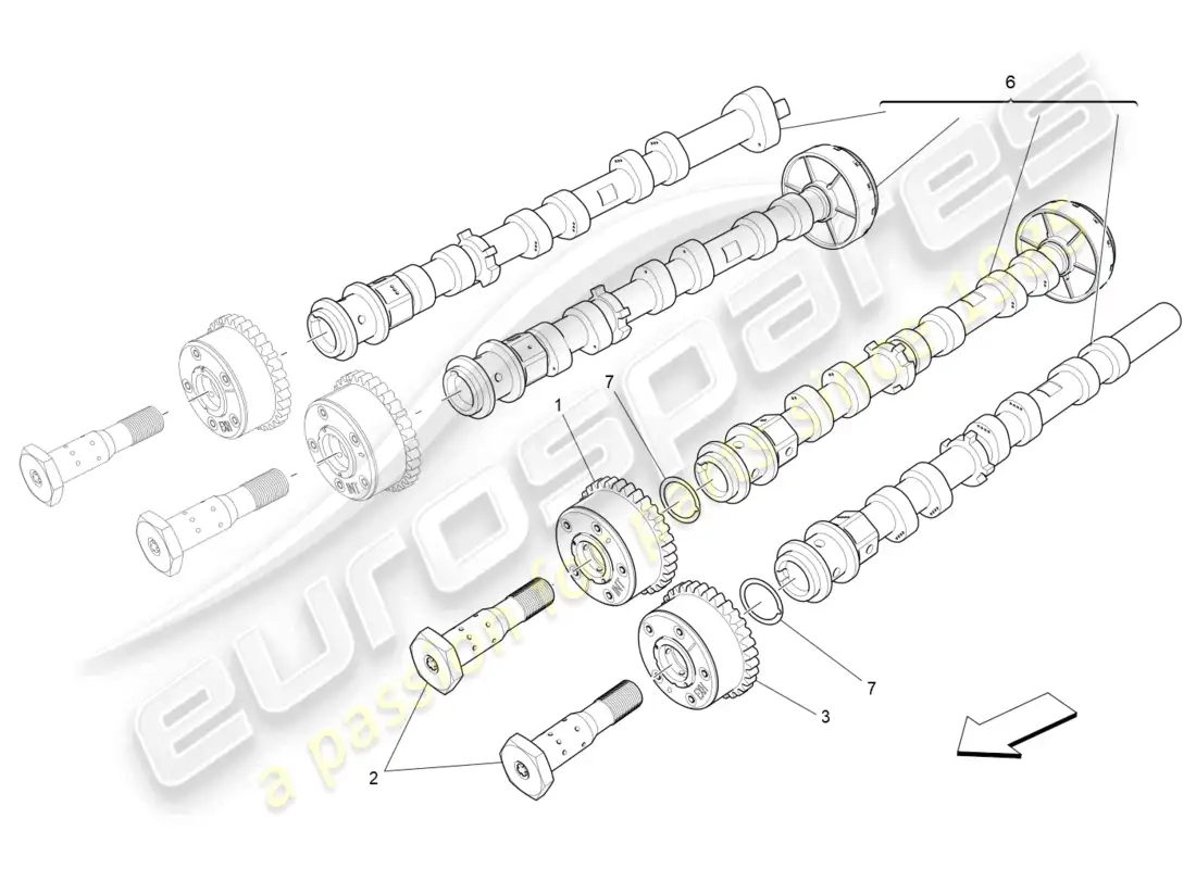 maserati levante modena s (2022) lh cylinder head camshafts parts diagram