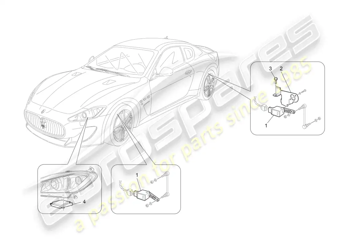 maserati granturismo mc stradale (2012) lighting system control parts diagram