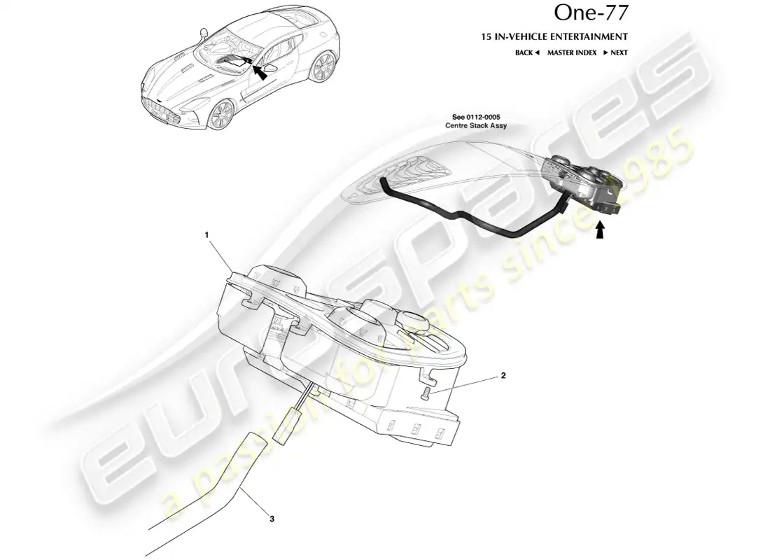 aston martin one-77 (2011) media controls parts diagram