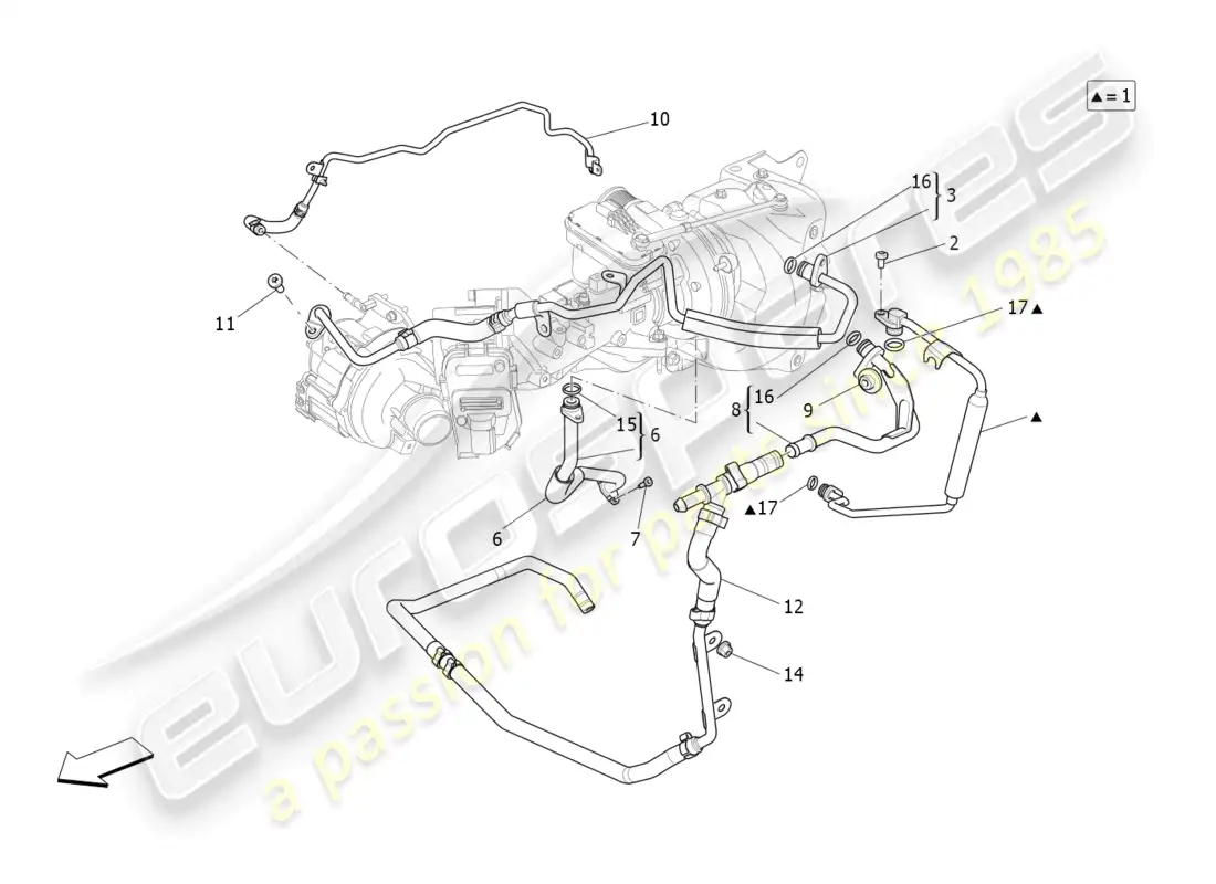 maserati ghibli fragment (2022) turbocharging system: lubrication and cooling part diagram
