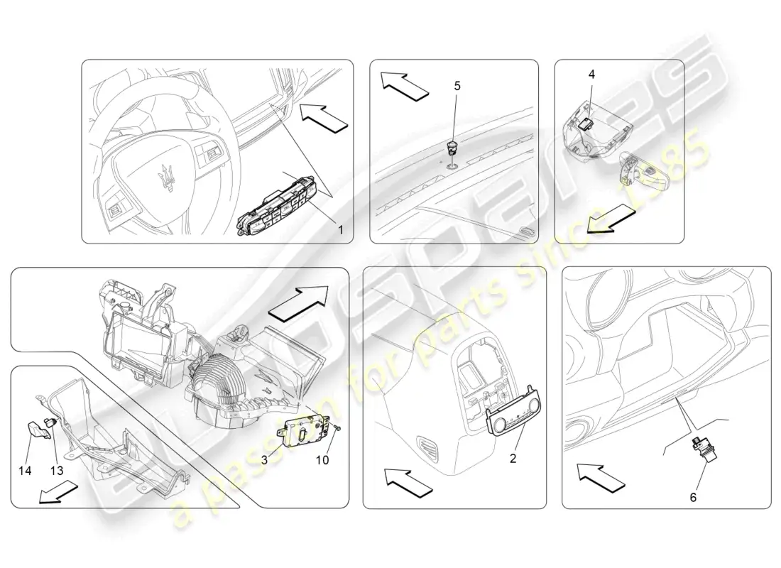 maserati levante (2018) a/c unit: electronic control parts diagram