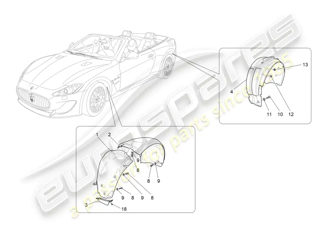 maserati grancabrio mc (2013) wheelhouse and lids parts diagram