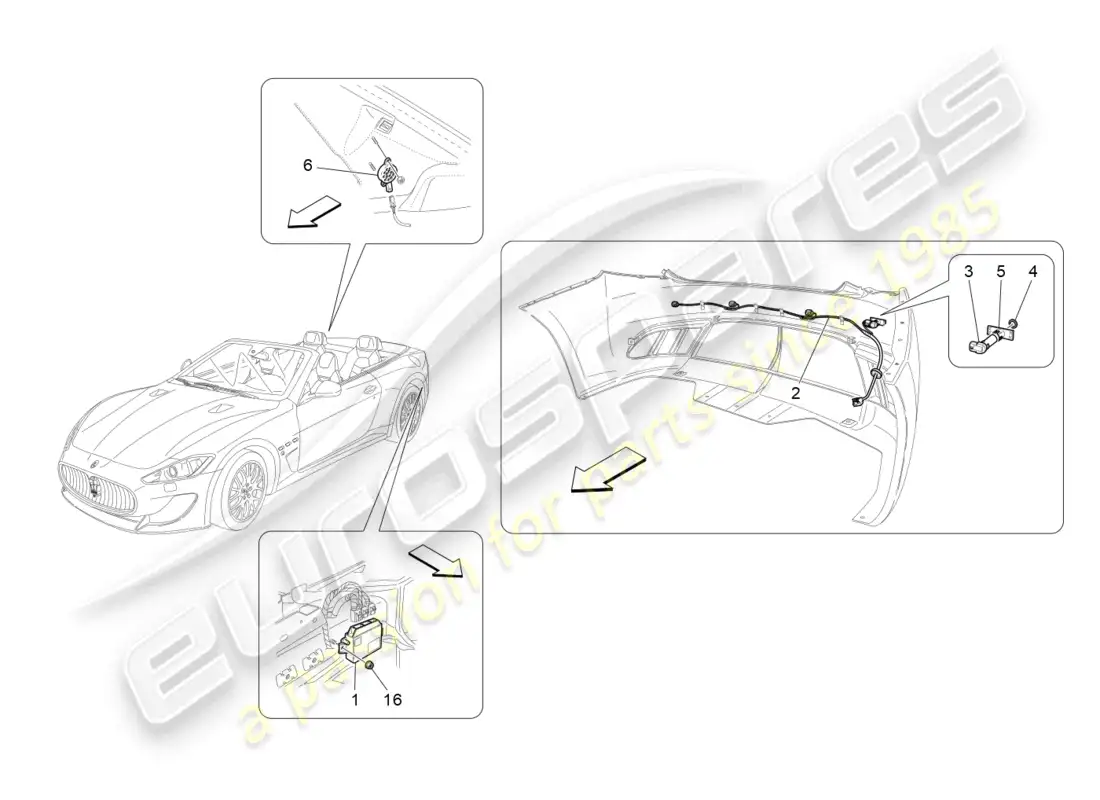 maserati grancabrio mc (2013) parking sensors parts diagram