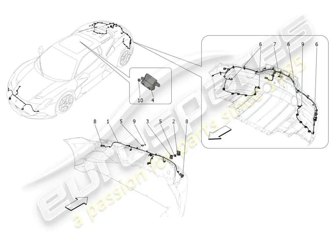 maserati mc20 (2023) parking sensors parts diagram