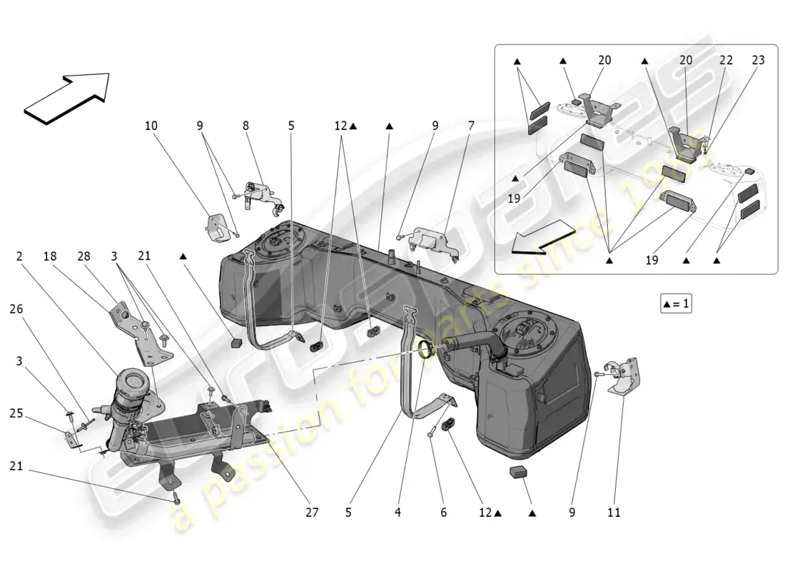 maserati mc20 cielo (2023) fuel tank parts diagram