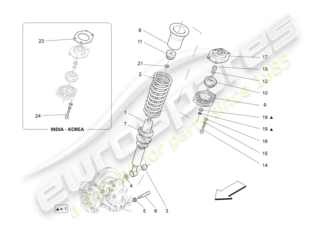 maserati grancabrio mc (2013) rear shock absorber devices parts diagram
