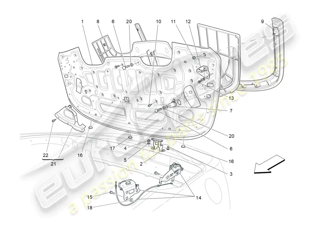 maserati grancabrio mc (2013) electrical capote: covers parts diagram