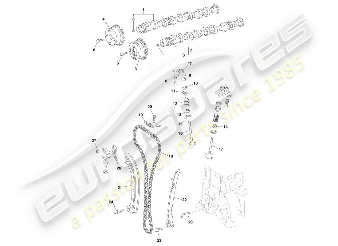 aston martin cygnet (2012) camshafts and valves parts diagram