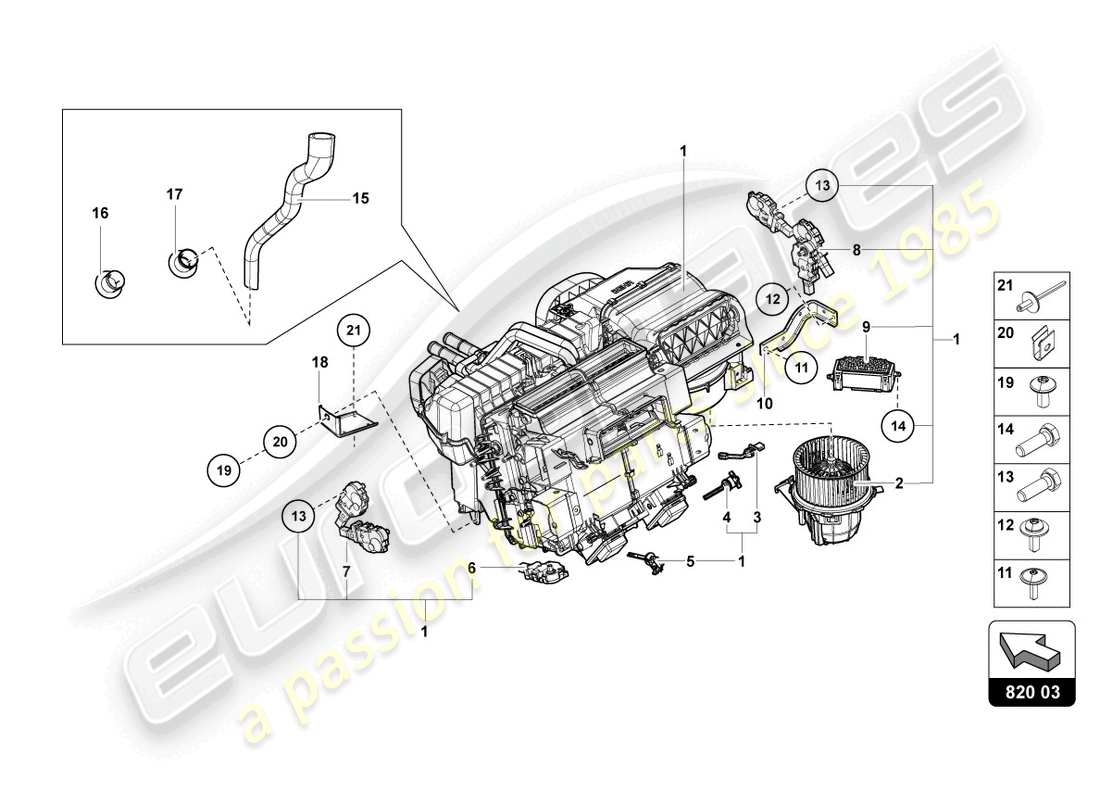 lamborghini lp740-4 s roadster (2018) air conditioning parts diagram