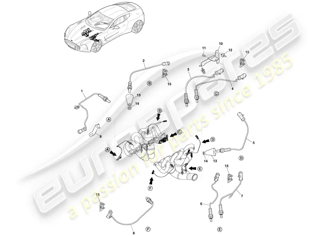 aston martin one-77 (2011) hego sensors parts diagram