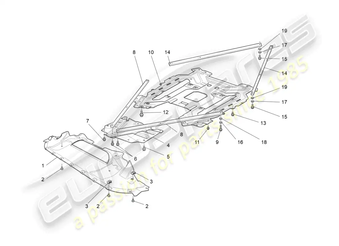 maserati grancabrio mc (2013) underbody and underfloor guards parts diagram