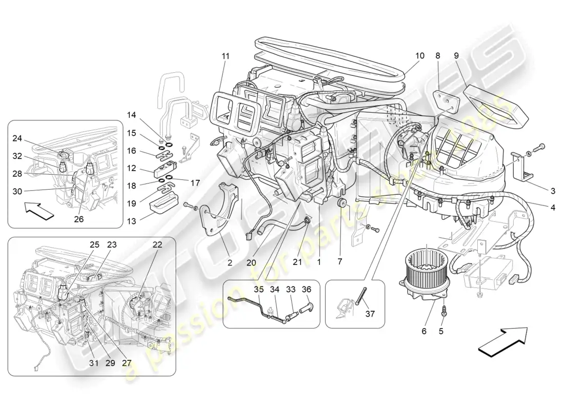 maserati grancabrio mc (2013) a/c unit: dashboard devices parts diagram