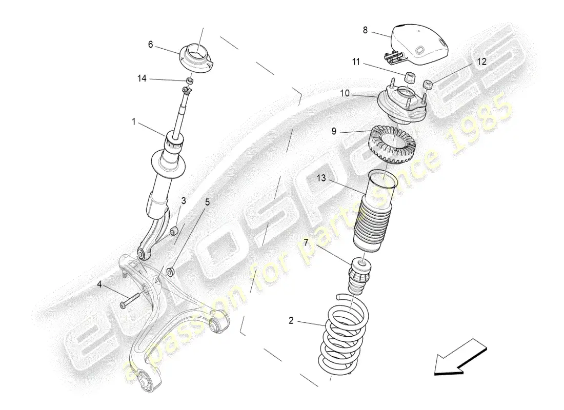 maserati ghibli (2020) front shock absorber devices parts diagram