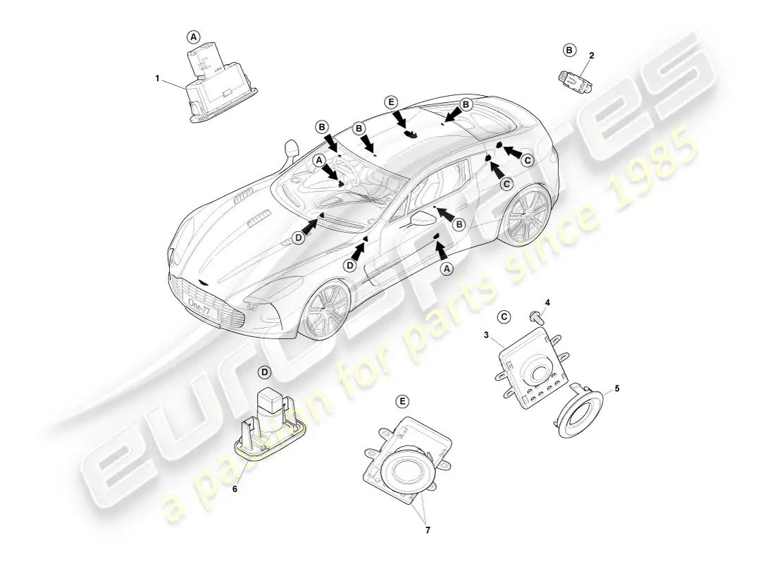 aston martin one-77 (2011) courtesy lighting parts diagram