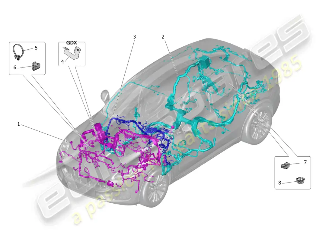 maserati grecale trofeo (2023) main wiring parts diagram