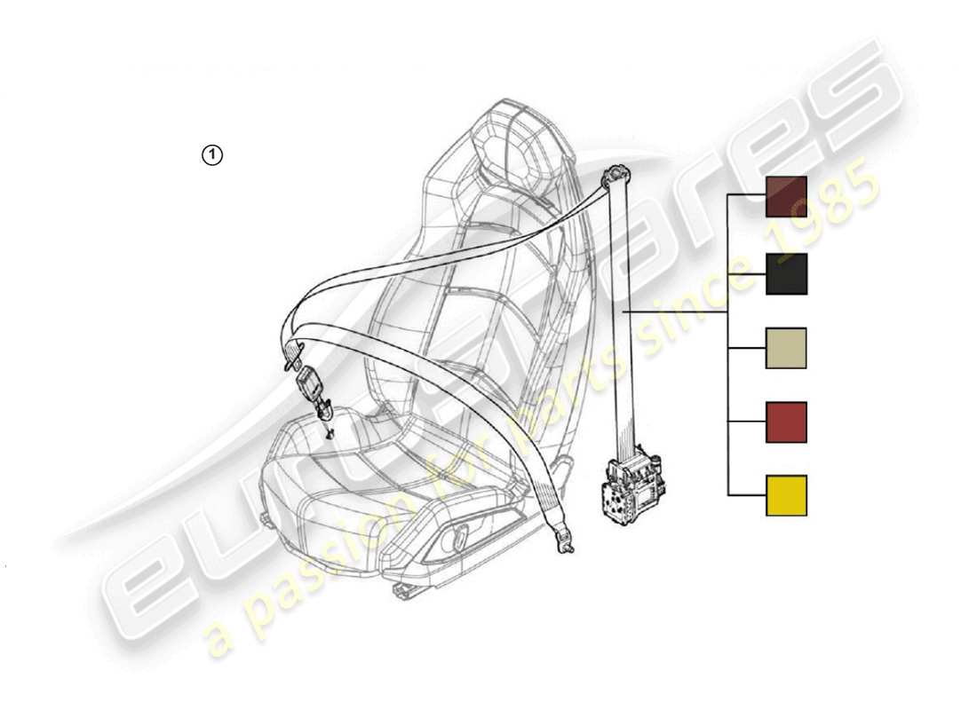 lamborghini huracan lp610-4 coupe (accessories) 1 set: three-point inertia reel seat belt and press button buckle parts diagram