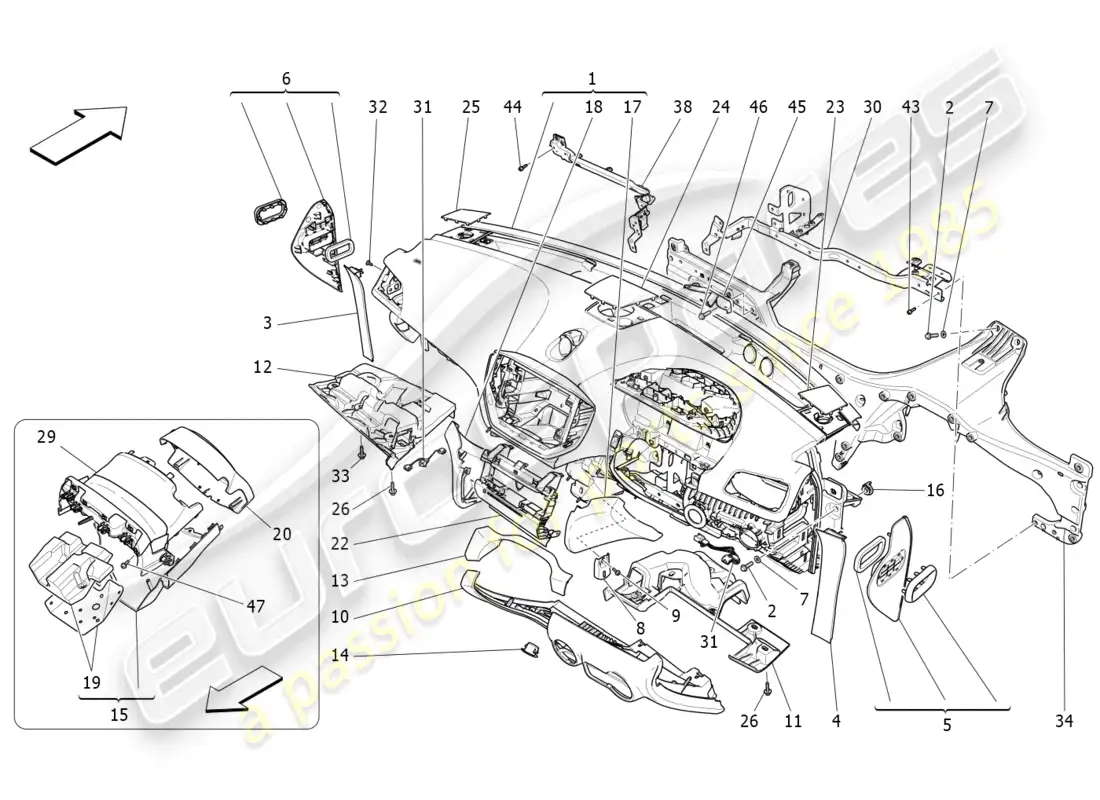 maserati ghibli (2014) dashboard unit parts diagram