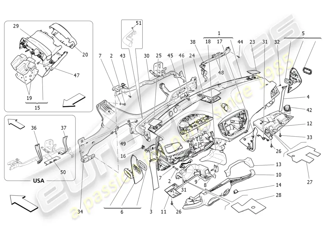 maserati ghibli (2018) dashboard unit parts diagram