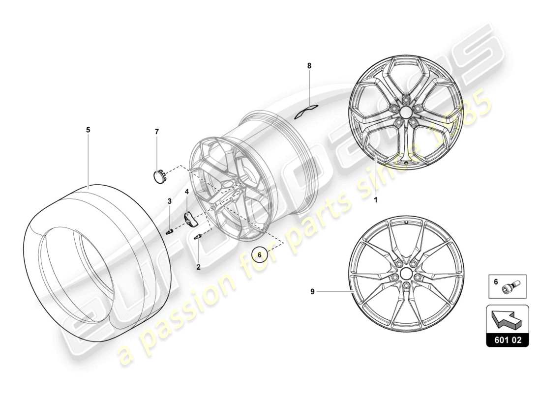 lamborghini 2016 (lp700-4 roadster) wheels/tyres rear parts diagram