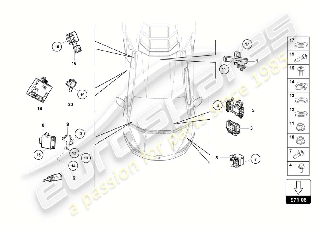lamborghini 2018 (performante spyder) control unit part diagram