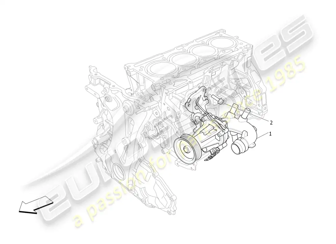 maserati levante gt (2022) cooling system: water pump parts diagram