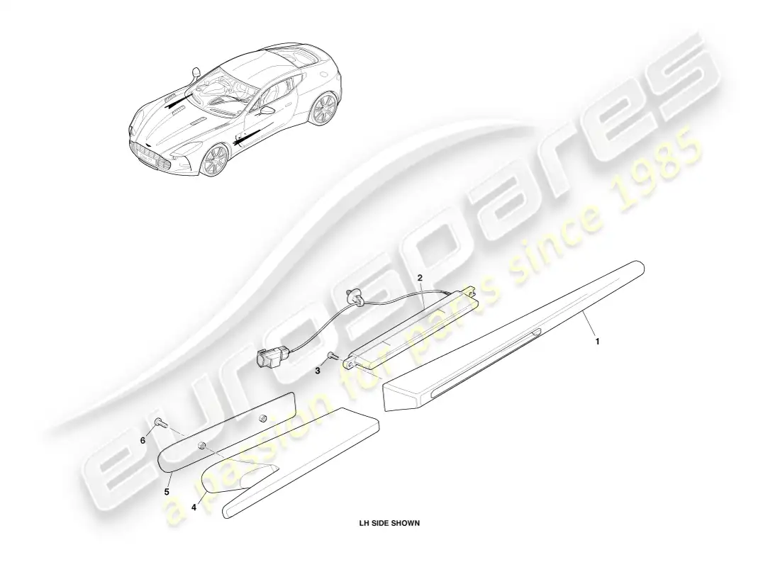 aston martin one-77 (2011) side repeaters parts diagram