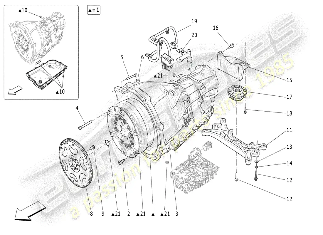 maserati ghibli (2021) gearbox housings parts diagram