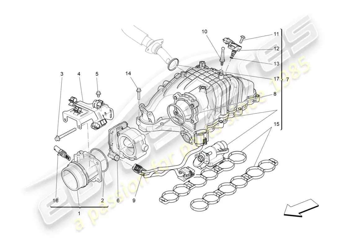 maserati levante (2017) intake manifold and throttle body parts diagram