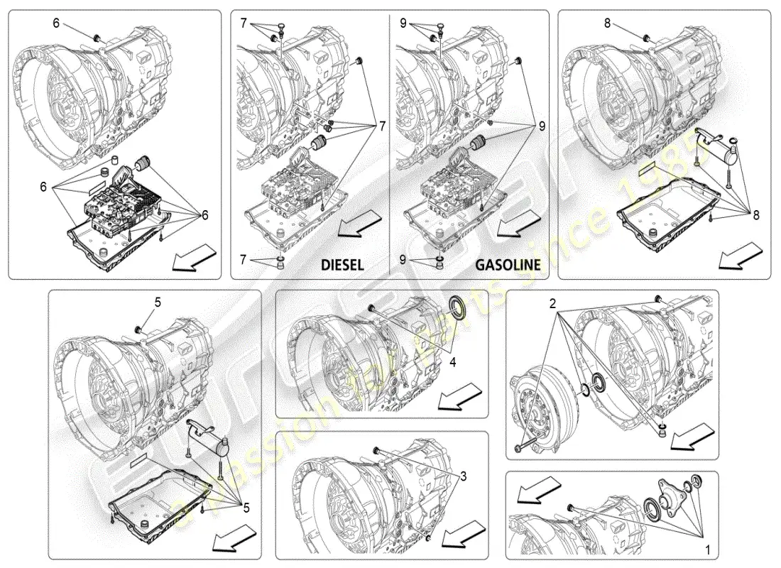 maserati ghibli (2021) gearbox housings parts diagram