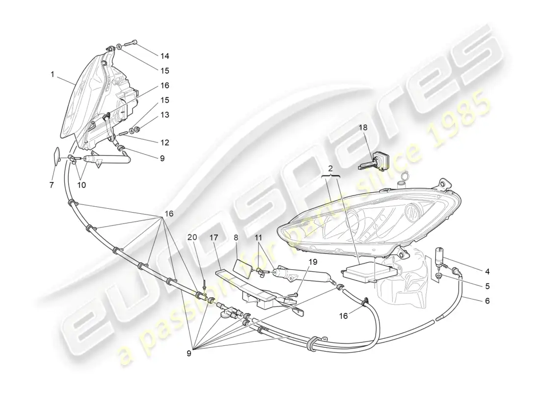 maserati grancabrio mc (2013) headlight clusters parts diagram