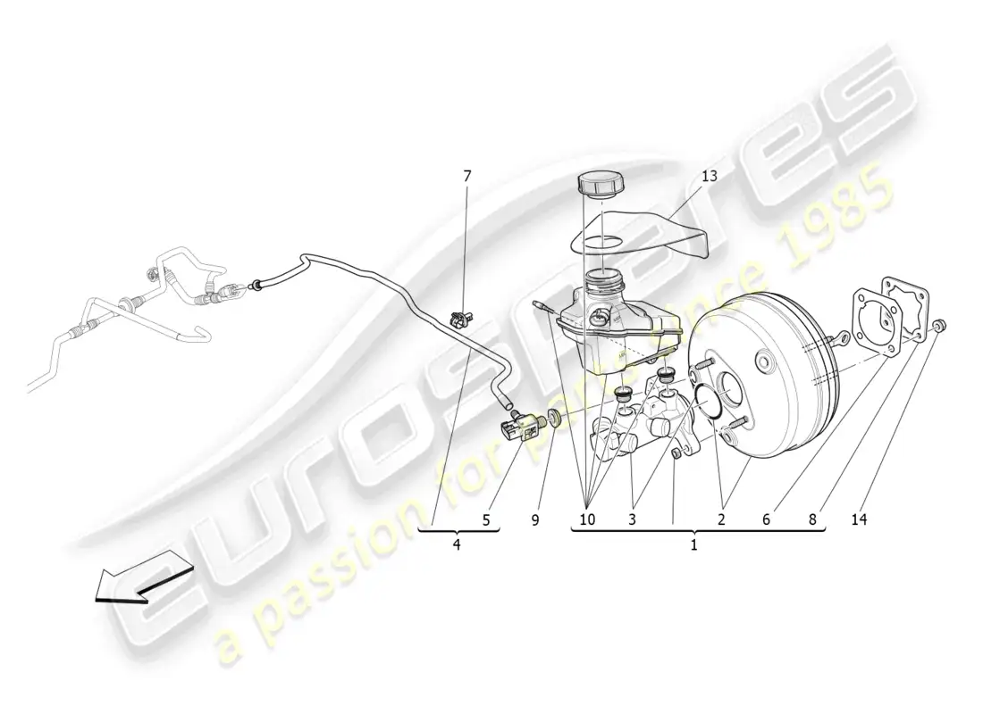 maserati levante zenga (2020) brake servo system parts diagram