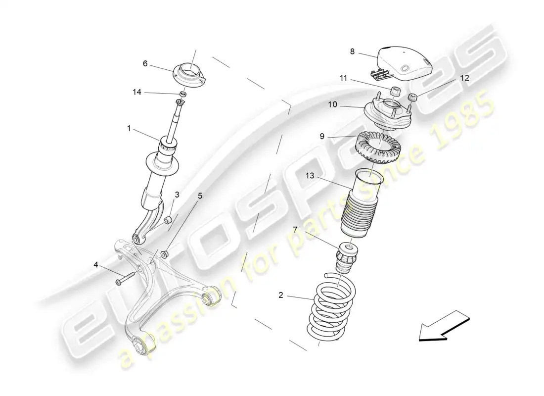 maserati ghibli (2017) front shock absorber devices parts diagram