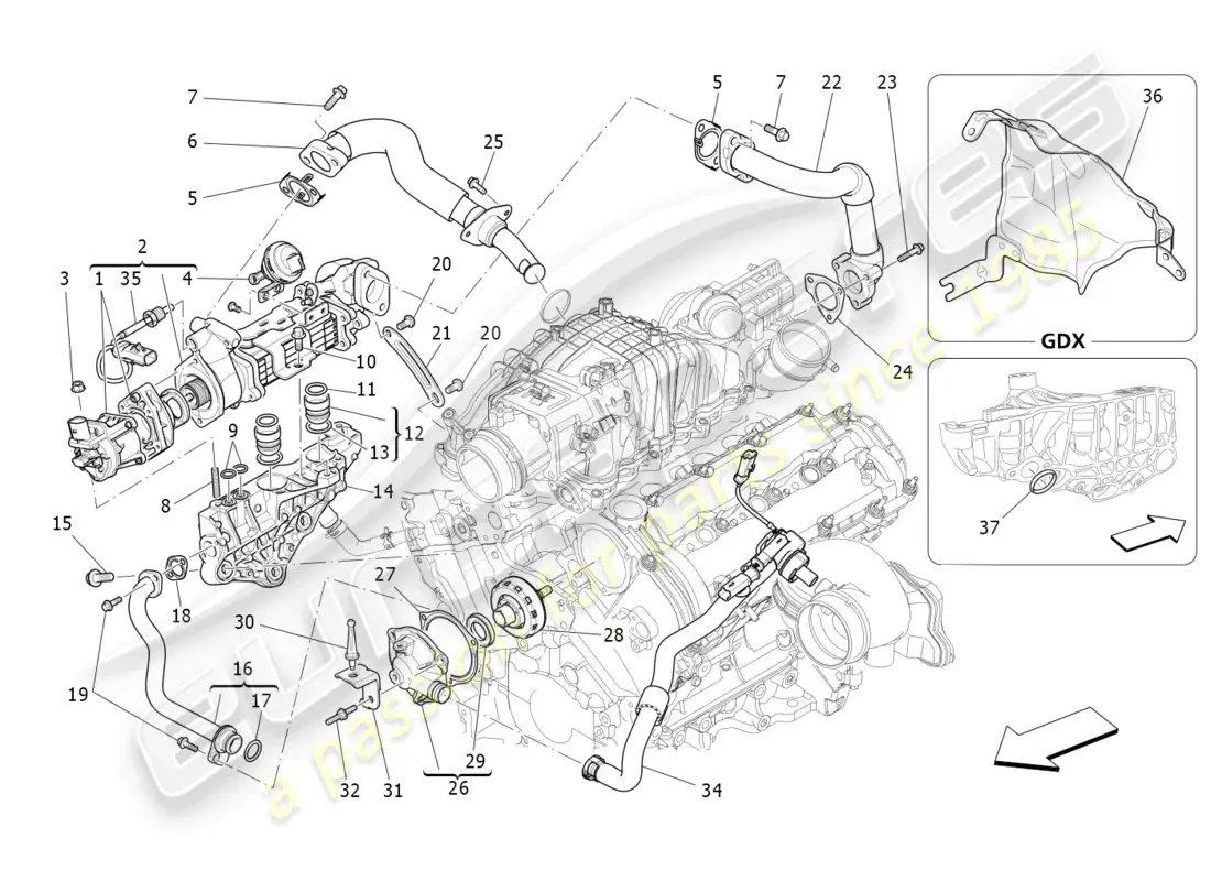 maserati ghibli (2015) oil vapour recirculation system parts diagram