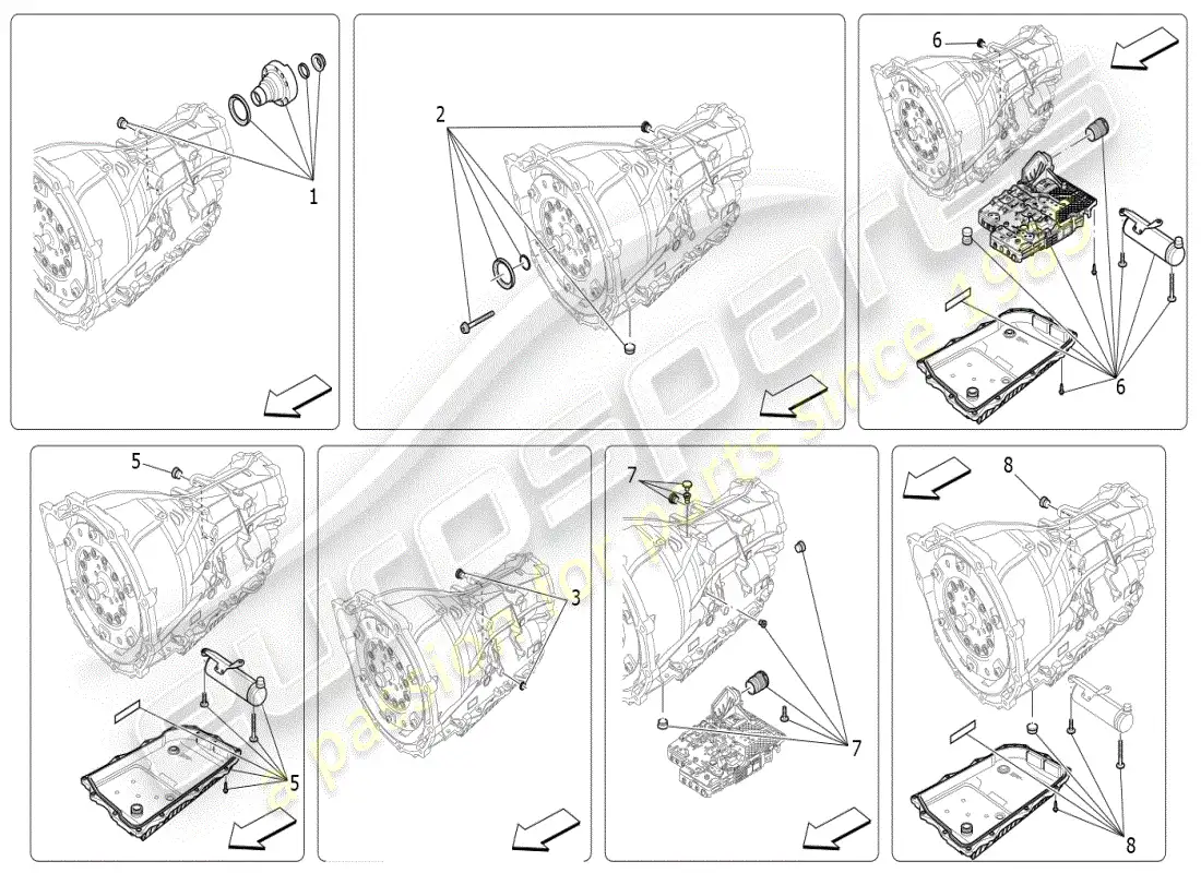 maserati ghibli (2021) gearbox housings parts diagram