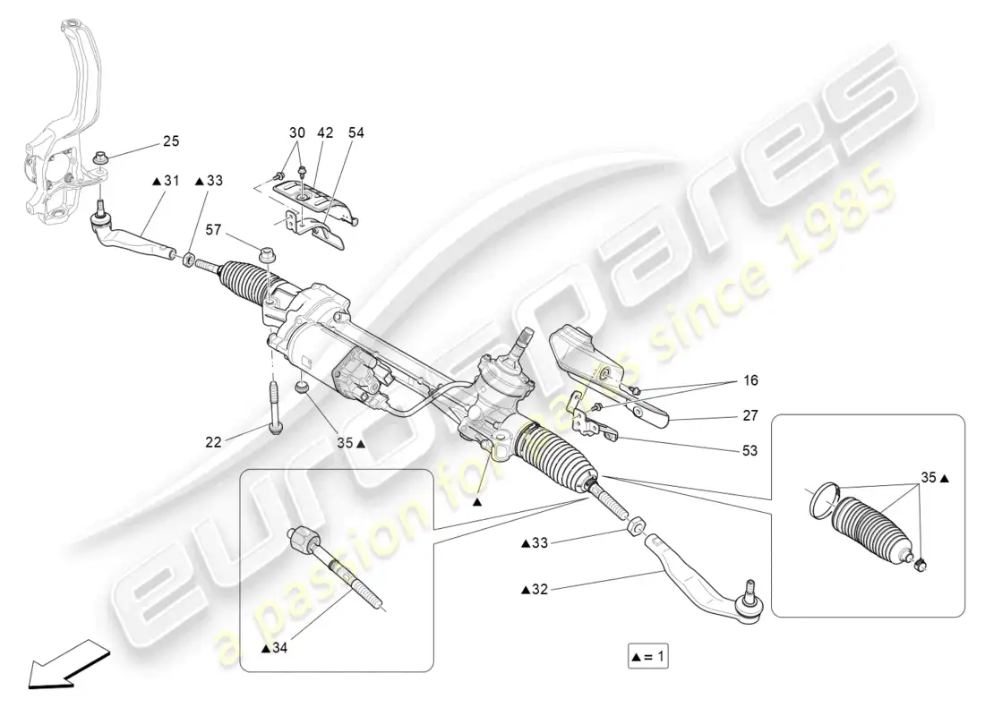 maserati levante (2020) complete steering rack unit parts diagram
