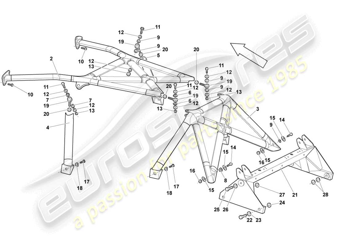 a part diagram from the lamborghini murcielago roadster (2006) parts catalogue