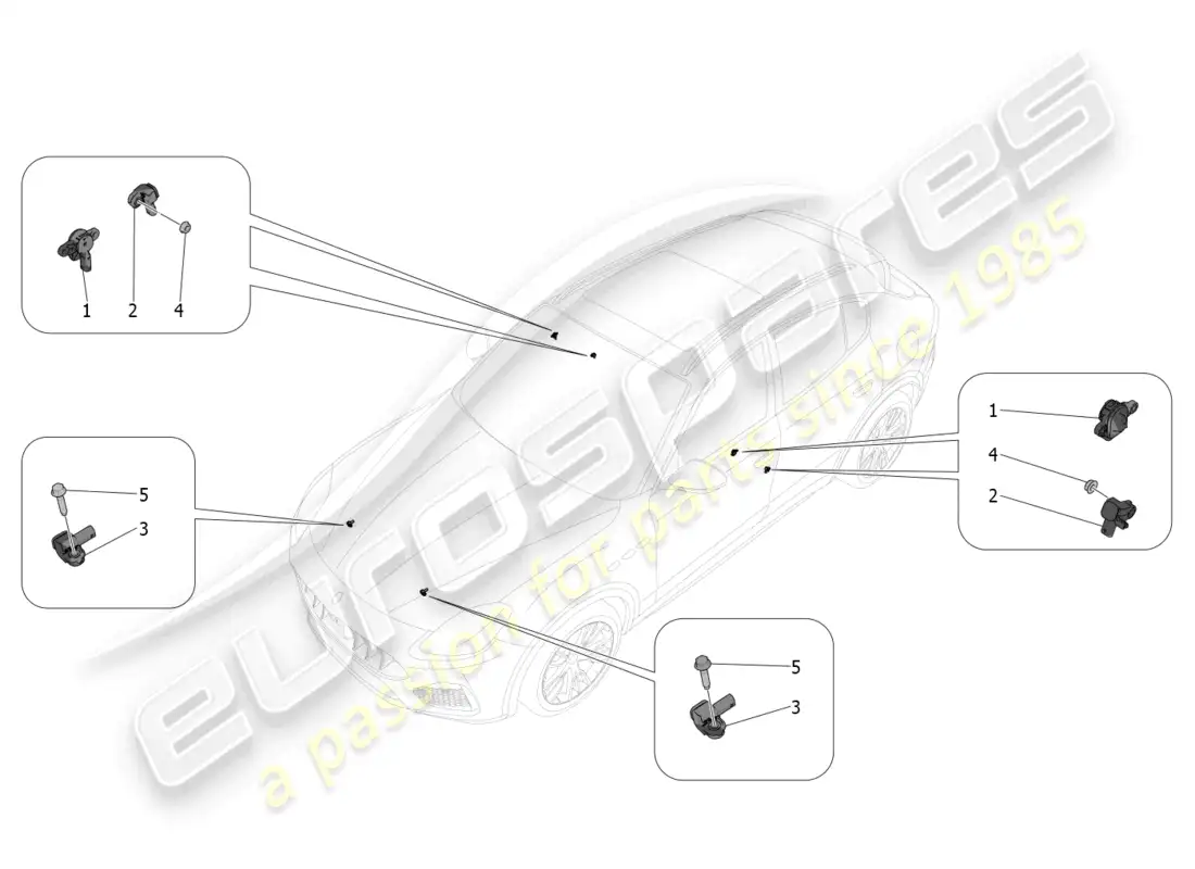maserati grecale trofeo (2023) crash sensors parts diagram