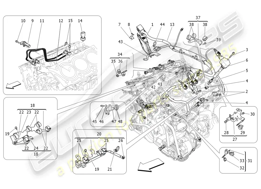 maserati levante modena s (2022) electronic control: injection and engine timing control parts diagram