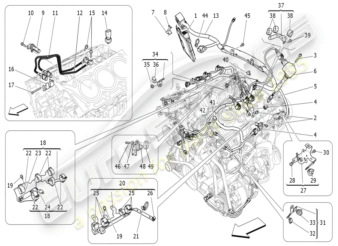 maserati ghibli (2019) electronic control: injection and engine timing control parts diagram