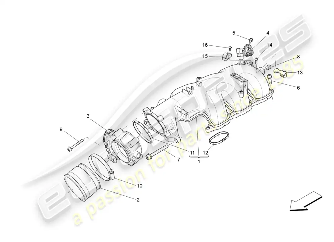 maserati levante (2017) intake manifold and throttle body parts diagram