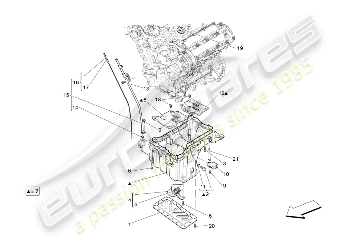 maserati levante (2019) lubrication system: circuit and collection parts diagram