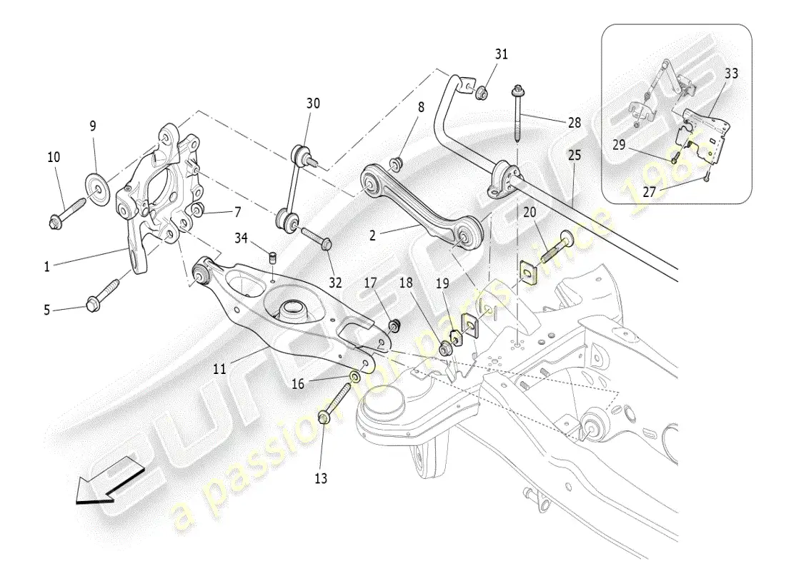 maserati ghibli (2019) rear suspension parts diagram