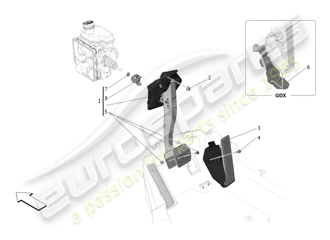 maserati mc20 (2023) complete pedal board unit parts diagram