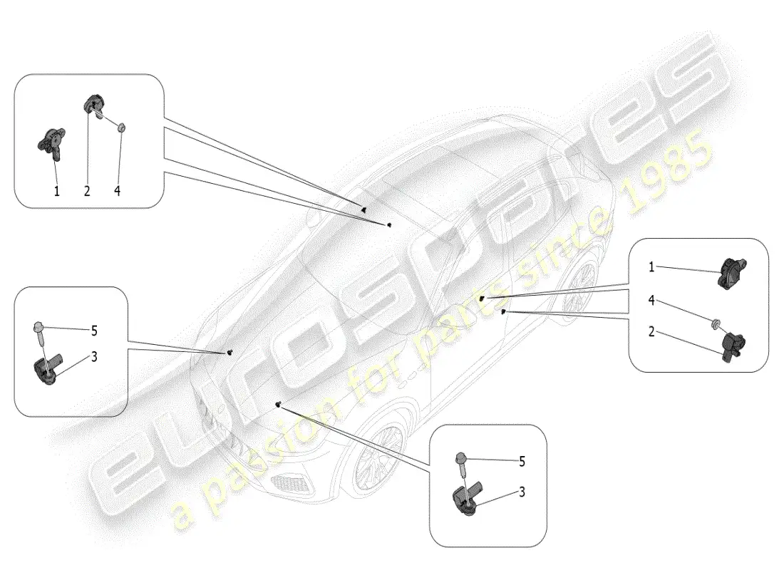 maserati grecale modena (2023) crash sensors parts diagram