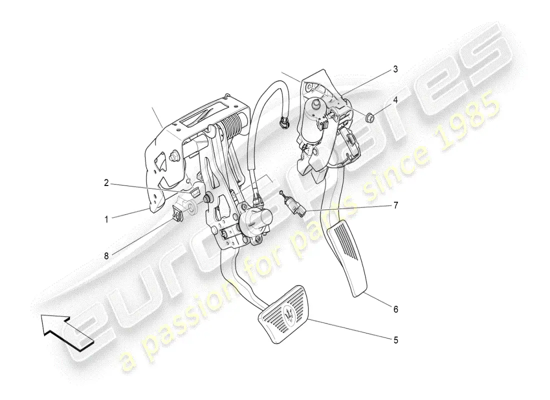 maserati ghibli (2020) complete pedal board unit parts diagram
