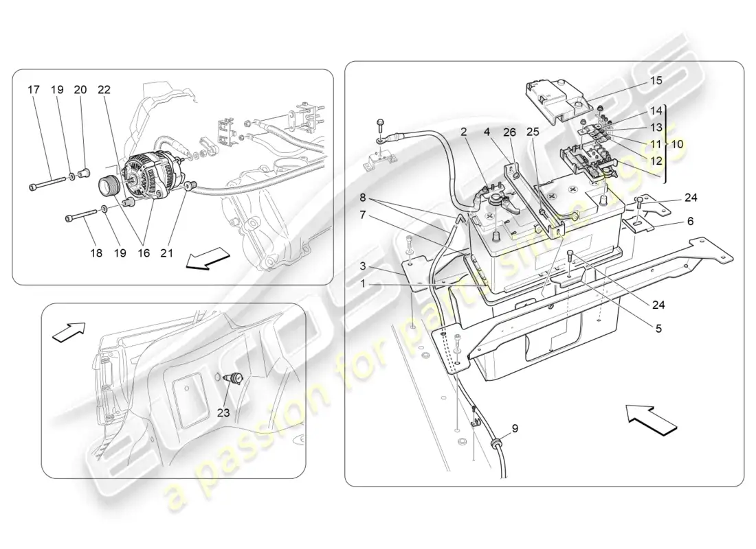 maserati granturismo mc stradale (2012) energy generation and accumulation parts diagram