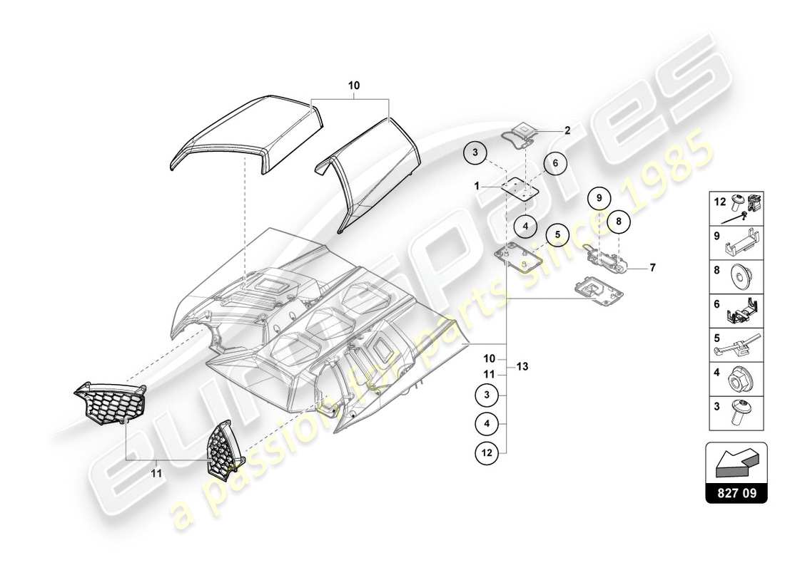 a part diagram from the Lamborghini PERFORMANTE SPYDER (2019) parts catalogue