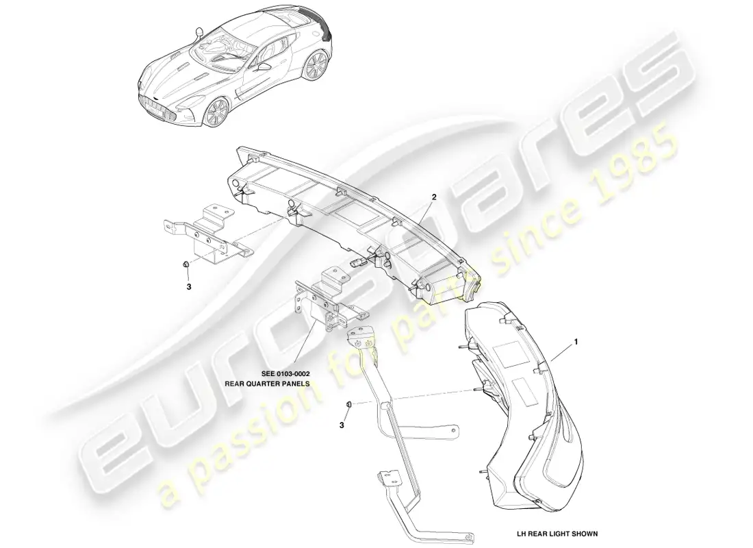 aston martin one-77 (2011) rear lamps parts diagram