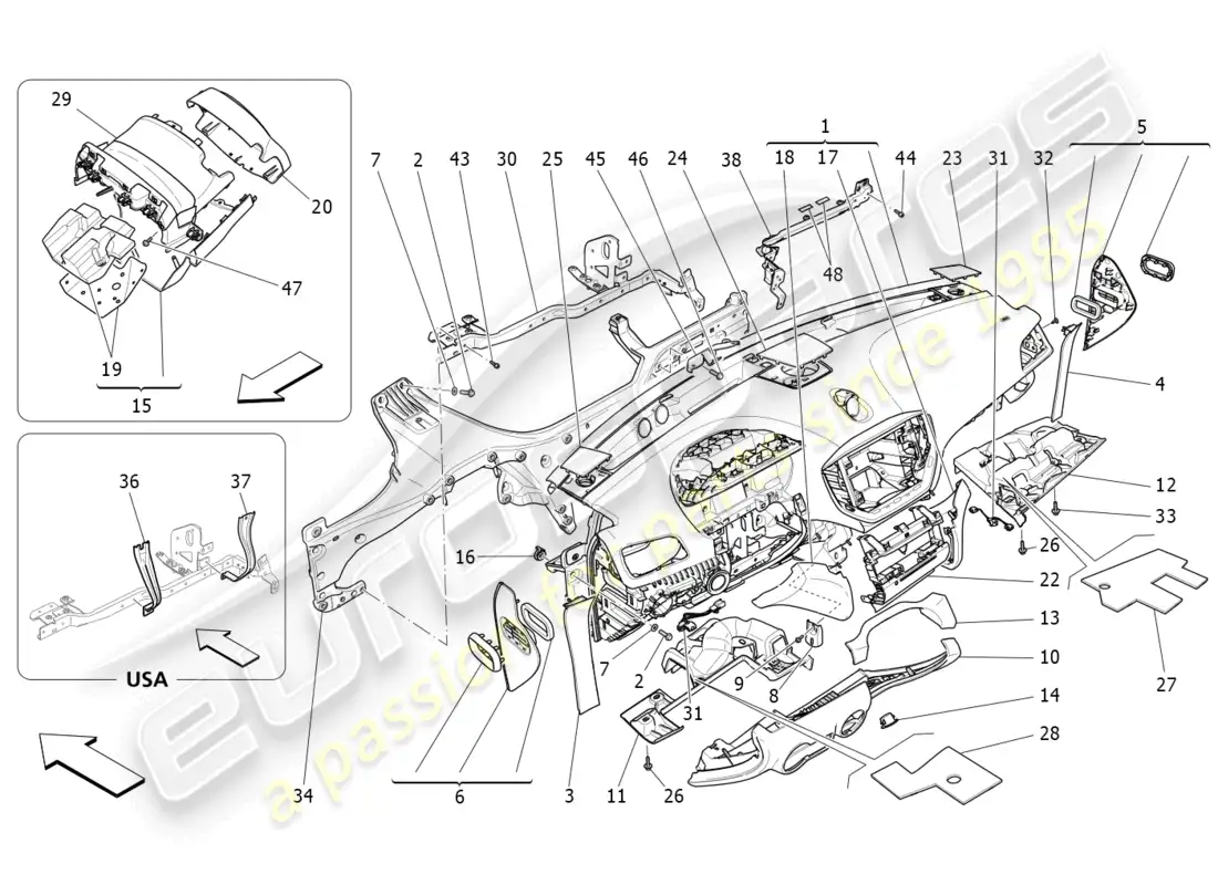 maserati ghibli (2016) dashboard unit parts diagram