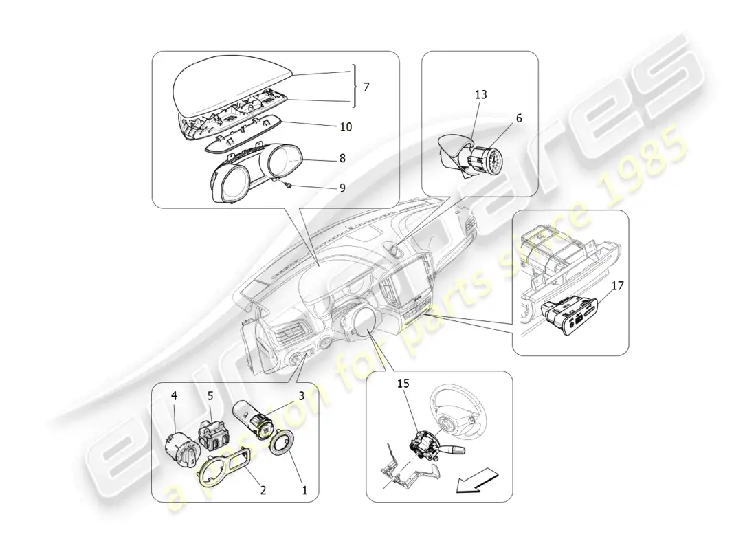 maserati ghibli (2017) dashboard devices parts diagram